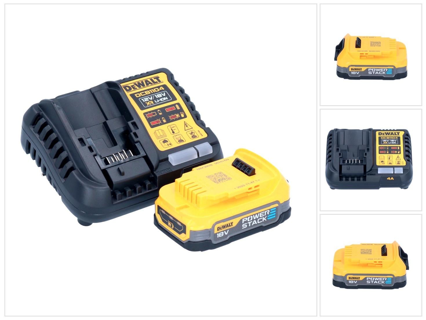 DeWalt DCB 1104 E1 accustartset 12 V / 18 V met 1x Powerstack-accu 1,7 Ah en DCB 1104 lader