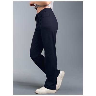 Jerseyhose TRIGEMA "TRIGEMA Hüfthose DELUXE Baumwolle", Damen, Gr. XL, Normalgrößen, blau (navy), Single Jersey, 100% Baumwolle, Basic, Hosen Jerseyhose