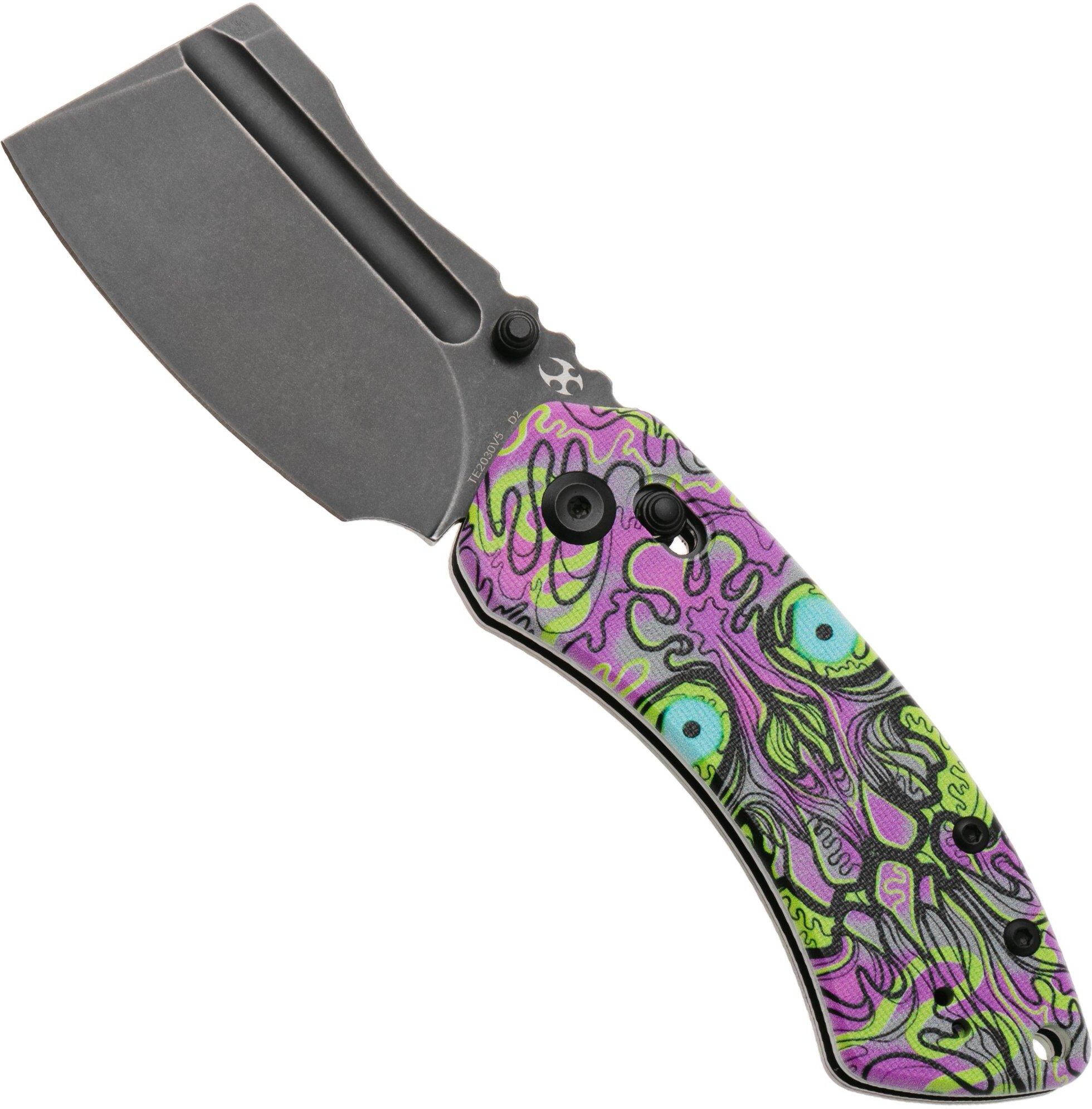 Kansept Korvid V TE2030V5, Blackwashed D2, Purple Undead Jade G10 coltello da tasca, Justin Koch design
