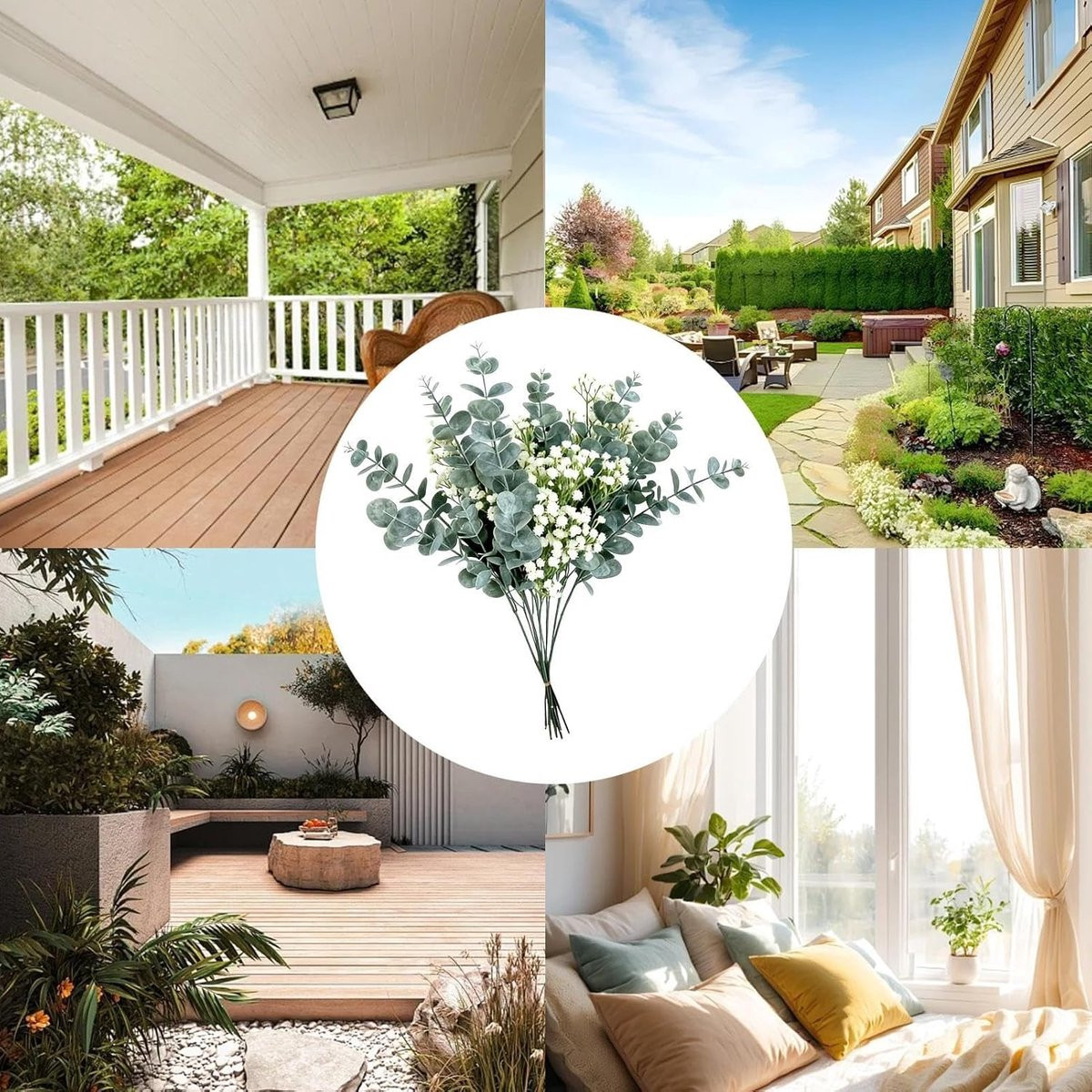 Kunst Eucalyptus Takken Groen - Decoratieve Nep Bladeren voor Bloemstukken - 33,4 cm