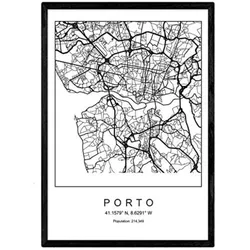 POSTER Porto Nordischen Stil A3 Rahmenlos
