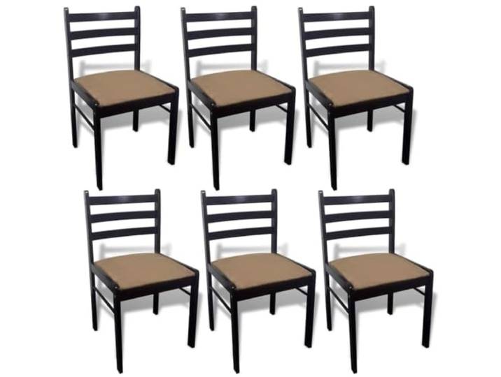POUFGDR 6 Esszimmerstühle, Braun, Holz, Velours Gummibaumholz, brauner Samt, quadratische Rückenlehne, gepolsterter Sitz, klassischer Stil, 110 kg pro Sitz
