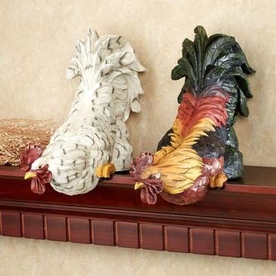 Touch of Class Content Rooster Shelf Sitter Set Multi Earth Set of Two, Set of Two, Multi Earth