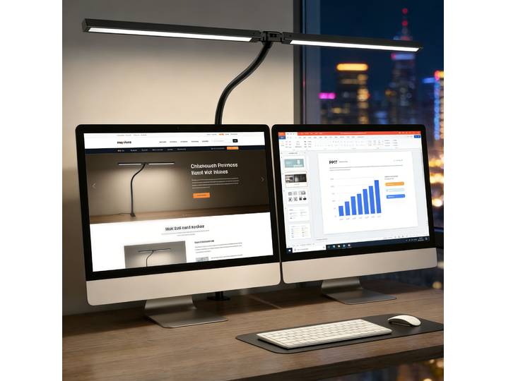 Lampe de bureau LED à double tête, éclairage de travail moderne pour bureau, lampe de travail d'architecte, lampe de bureau flexible à intensité variable, protection des yeux, noire