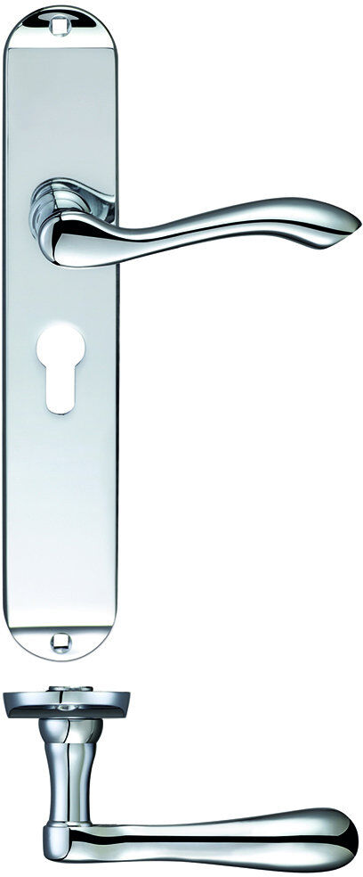 Fulton & Bray Arundel Lock Right Hand Door Handle Polished Chrome 24.5cm H X 4.2cm W