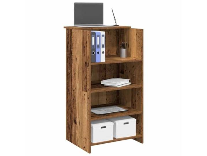 GFDWPUY Empfangstheke Altholz-Optik 55x50x103,5 cm Holzwerkstoff Integriertes Regal, erhöhter Tresen, Seitenwände für Privatsphäre, robuste Holzwerkstoffplatte, einfache Montage