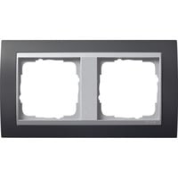 Abdeckrahmen zweifach mit Zwischenrahmen Farbe Aluminium anthrazit, Retail