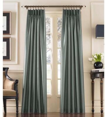 Marquee Faux Silk Pinch-pleat Solid Single Curtain Panel
