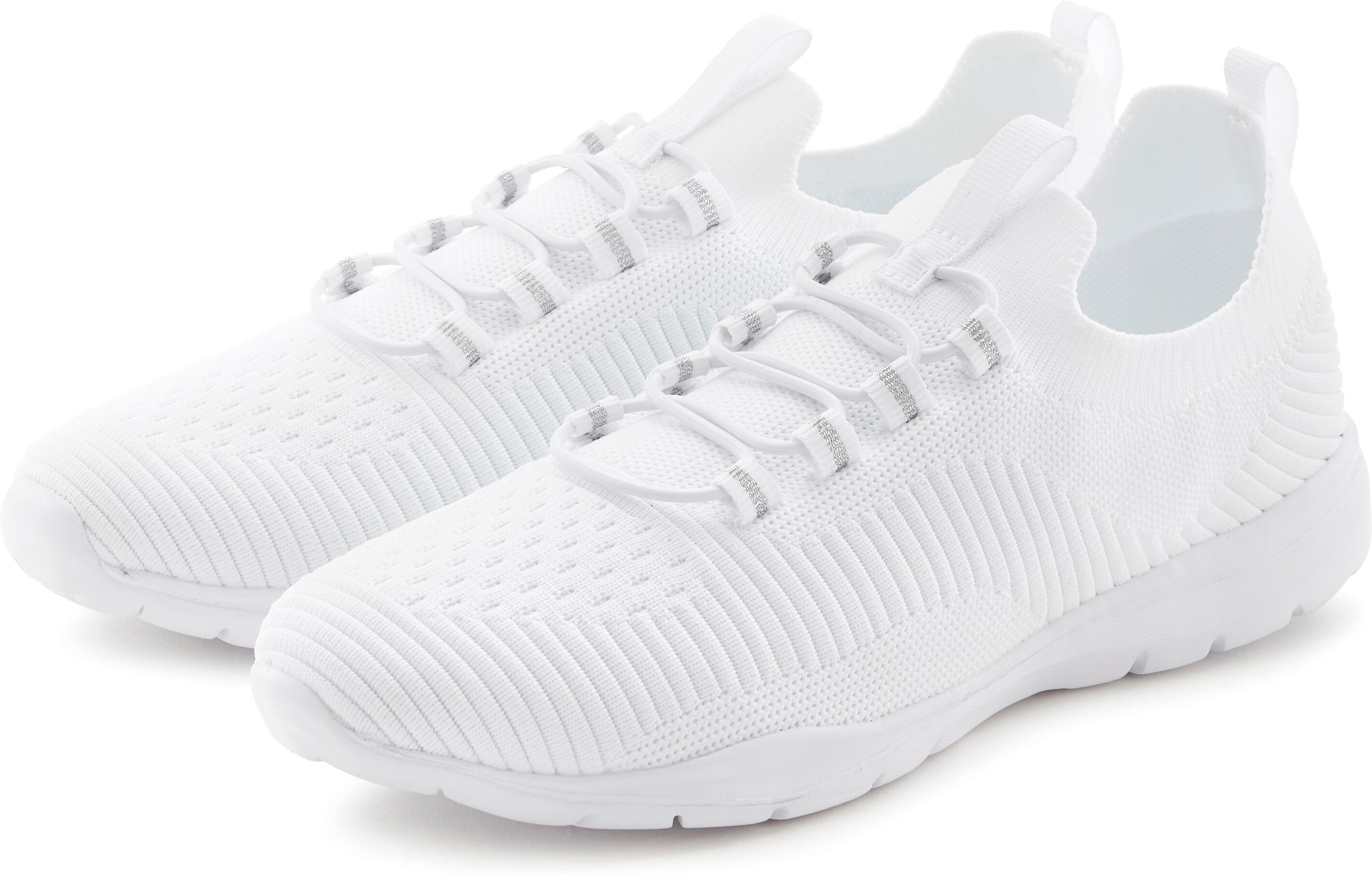 Sneaker VIVANCE "Freizeitschuh, Halbschuh, Turnschuhe, Slip-On-Sneaker", Damen, Gr. 44, weiss (weiß), Obermaterial: 100% Textilmaterial. Decksohle: 100% Textilmaterial. Futter: 100% Textilmaterial. Laufsohle: 100% Synthetik, unifarben, Basic, Schuhe Sneak