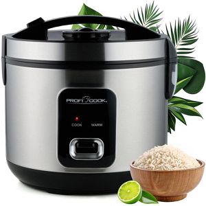 Proficook Reiskocher 2-in-1, 3 Liter, 700 Watt, mit Dampfgarfunktion, aus Edelstahl, silber
