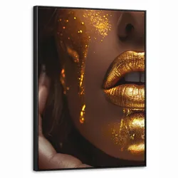 LEINWAND Bilder mit Rahmen - Frau - Gold - Luxus - Porträt - 50x70