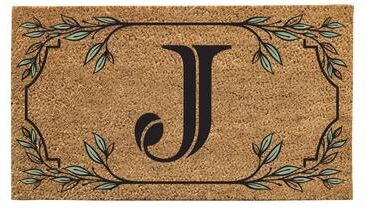 Evergreen "28 in. x 16 in. Monogram Coir Mat, Letter ""J"""