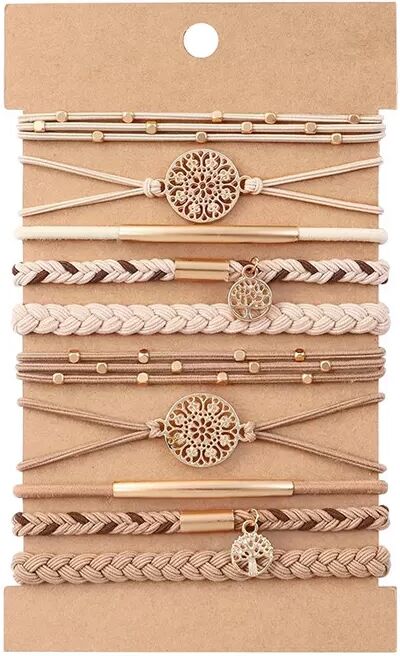 INF Schickes Haarband-Armband in Beige & Aprikose - Kraft-Karte