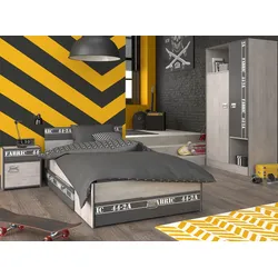KINDERZIMMER Set 3-tlg Bett 90 x 200 Kleiderschrank Nachttisch