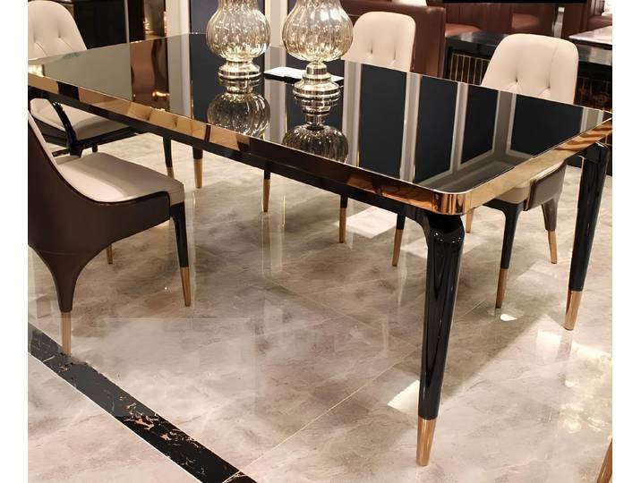Xlmoebel Esstisch Luxuriöser Designer-Tisch aus Holz mit edler Glasplatte (Esstisch, 1-St., Esszimmer Tisch), Hergestellt in Europa