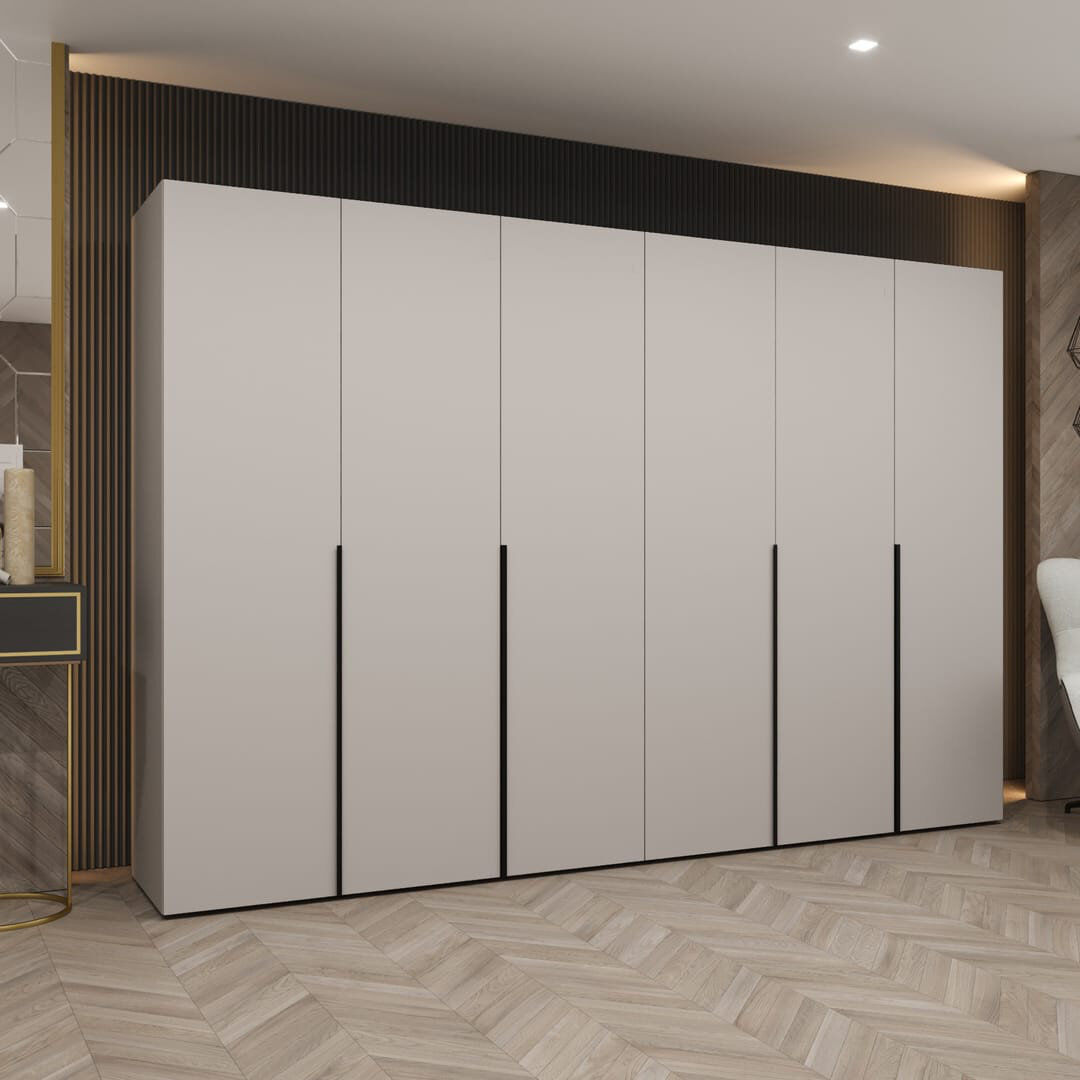 Latitude Run Bia 6 Door Wardrobe Cashmere 300cm W X 52cm D
