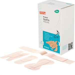 Wero Pflaster AquaFlex Perfect Mix, 50 Strips, wasserdicht, sensitiv, elastisch, 5 Größen