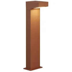 Zafferano Asymmetrische Pollerleuchte 13 W 3000 K IP65 aus Corten-Aluminium, 13 x 15 x 50 cm, für die Beleuchtung von Wegen und Gärten im Außenbereich