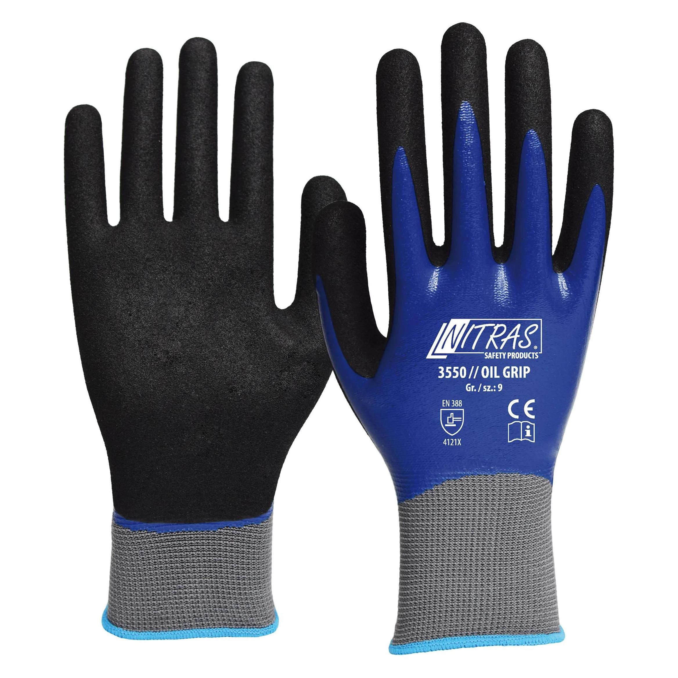 Nitras 3550 Oil Grip Nitrilhandschuhe vollbeschichtet Nylonhandschuhe, Grösse:11 (11) (3550-11)