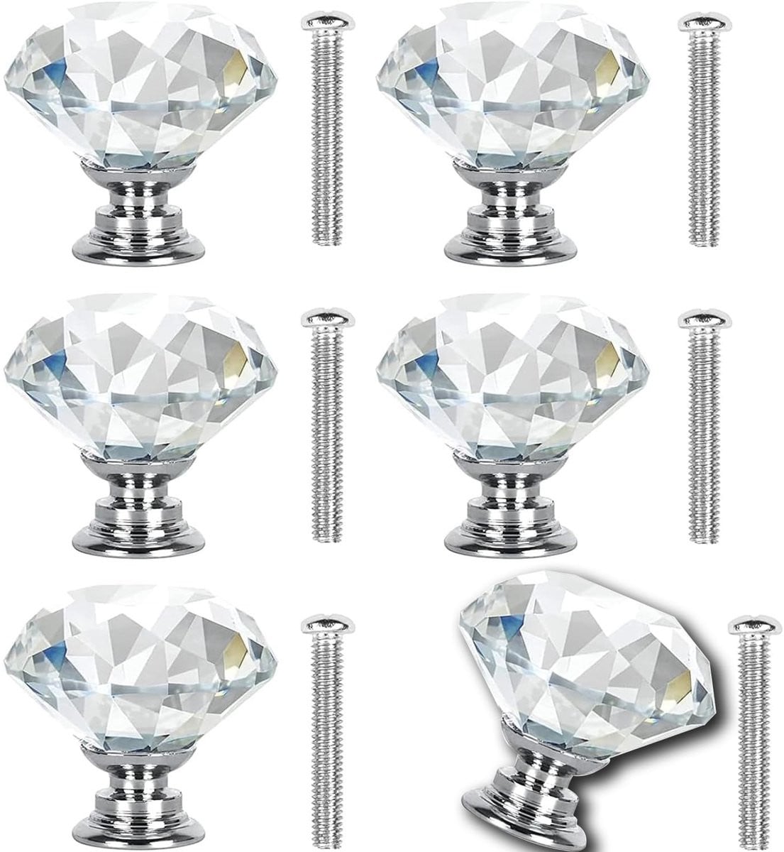 Solidchoice - Set van 6 kristal knoppen voor meubels