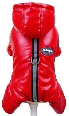 Uplifted Goods Waterproof Winter Dog Jumpsuit With Hood red 2307 m