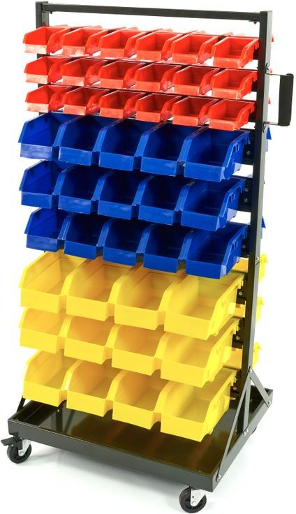 HBM Scaffale di stoccaggio mobile con 90 contenitori di stoccaggio
