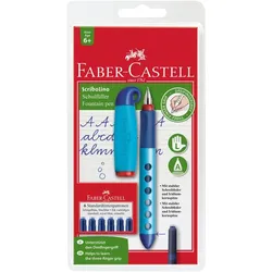 FABER CASTELL Schreiblernfüller für Linkshänder Feder L inkl. Patronen auf Blisterkarte blau-brombeer