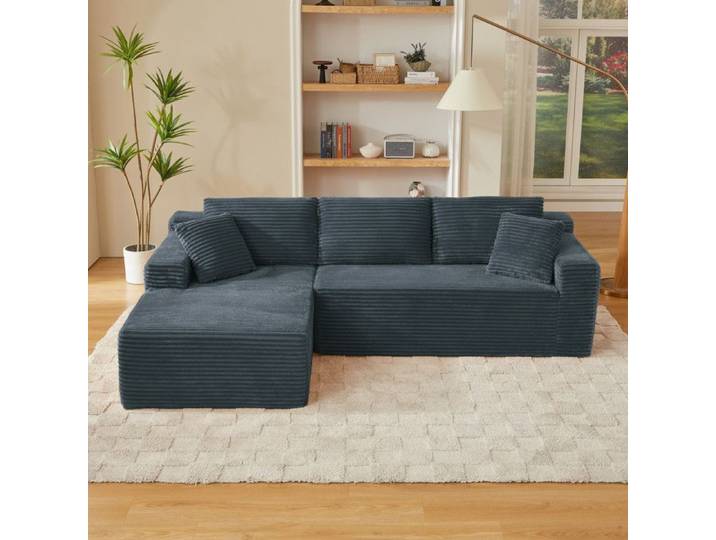 Canapé sectionnel modulaire - Sectionnel en L - 3 places - Mousse à mémoire de forme - Tissu gris foncé