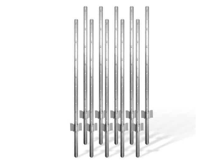 Relaxdays Poteaux de clôture lot de 10\, pour grillage\, à enfoncer\, argent 90 cm\, profil en U\, jardin\, acier