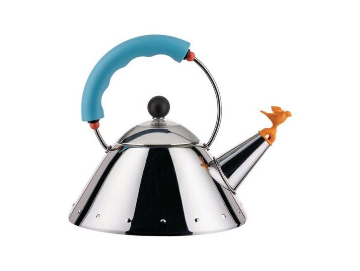 Alessi Wasserkessel Wasserkessel 9093/1 1,0 l Michael Graves hellblau, Edelstahl, thermoplastisches Harz (1-tlg), Wasserkessel, Ø20cm, Edelstahl, blau