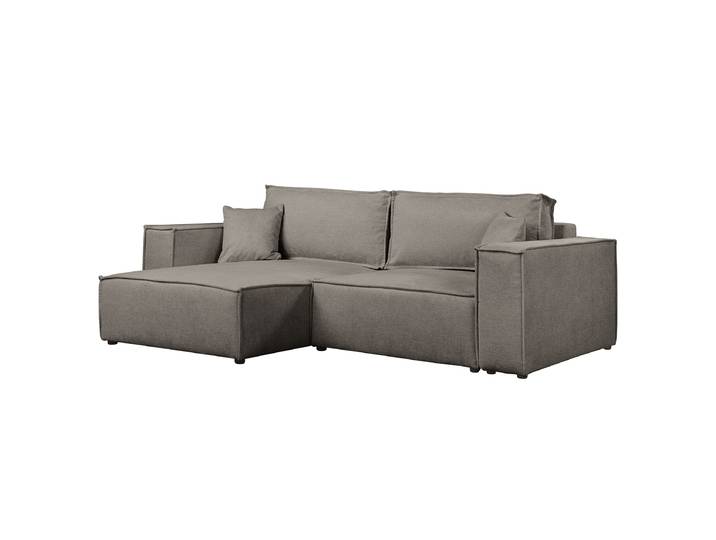 Canapé d’angle convertible 255 cm Gris/Gris Tissu Aranja 255 x 70 x 148cm Méridienne courte montable des deux côtés Avec fonction couchage