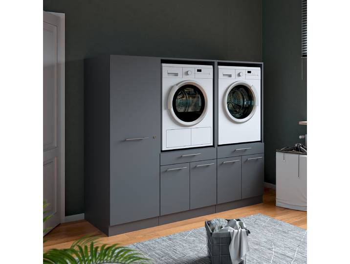 Set de buanderie H 186 x 162cm Gris/Anthracite