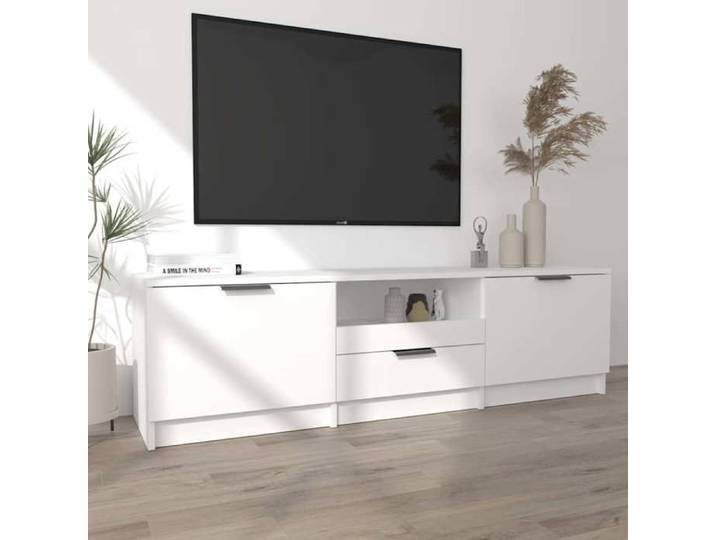 NEUF®Meuble de salon - BESTMEUBLE - Meuble TV - TABLE TV - Blanc 140x35x40cm - Bois d'ingénierie FR3780644