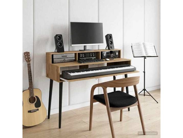 ELORAN®Bureau de studio - Chêne artisanal - 110x42 5x36 cm - Armoire à clavier Moderne_00666361