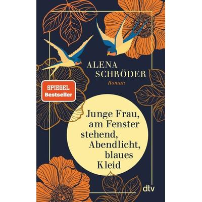 Junge Frau, am Fenster stehend, Abendlicht, blaues Kleid, Taschenbuch von Alena Schröder, dtv