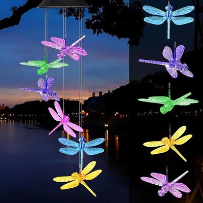 Uplifted Goods Solar LED Color Changing Butterfly Dragonfly Wind Chime dragonfly 0 5w