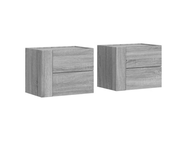 KUTYWEXFM 2er Set Wand-Nachttische Grau Sonoma Hängend 45x30x35 cm Platzsparende hängende Konsolen mit Schubladen für Schlafzimmer und Wohnzimmer. Flexibel montierbar aus Holzwerkstoff.