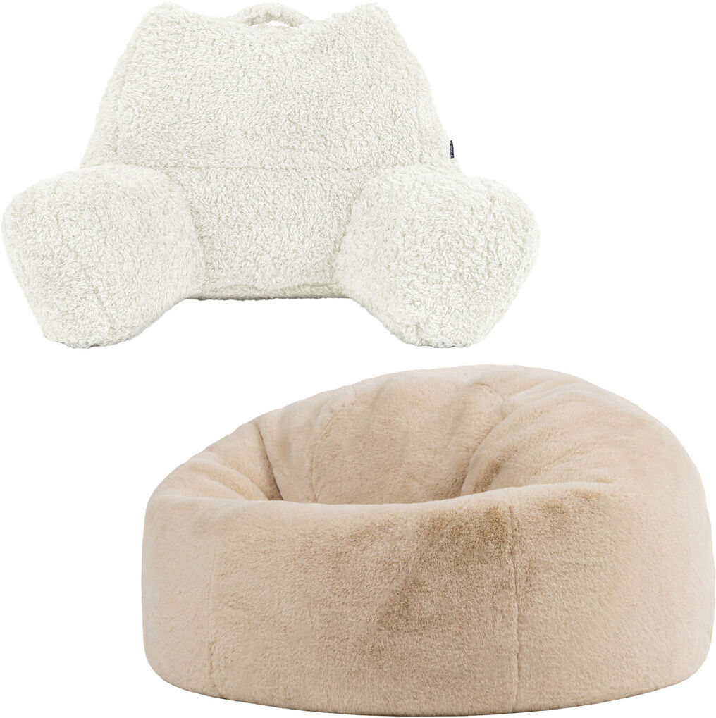 icon Kingston Faux Rabbit Fur Classic Bean Bag and Reading Pillow Set Beige Medium