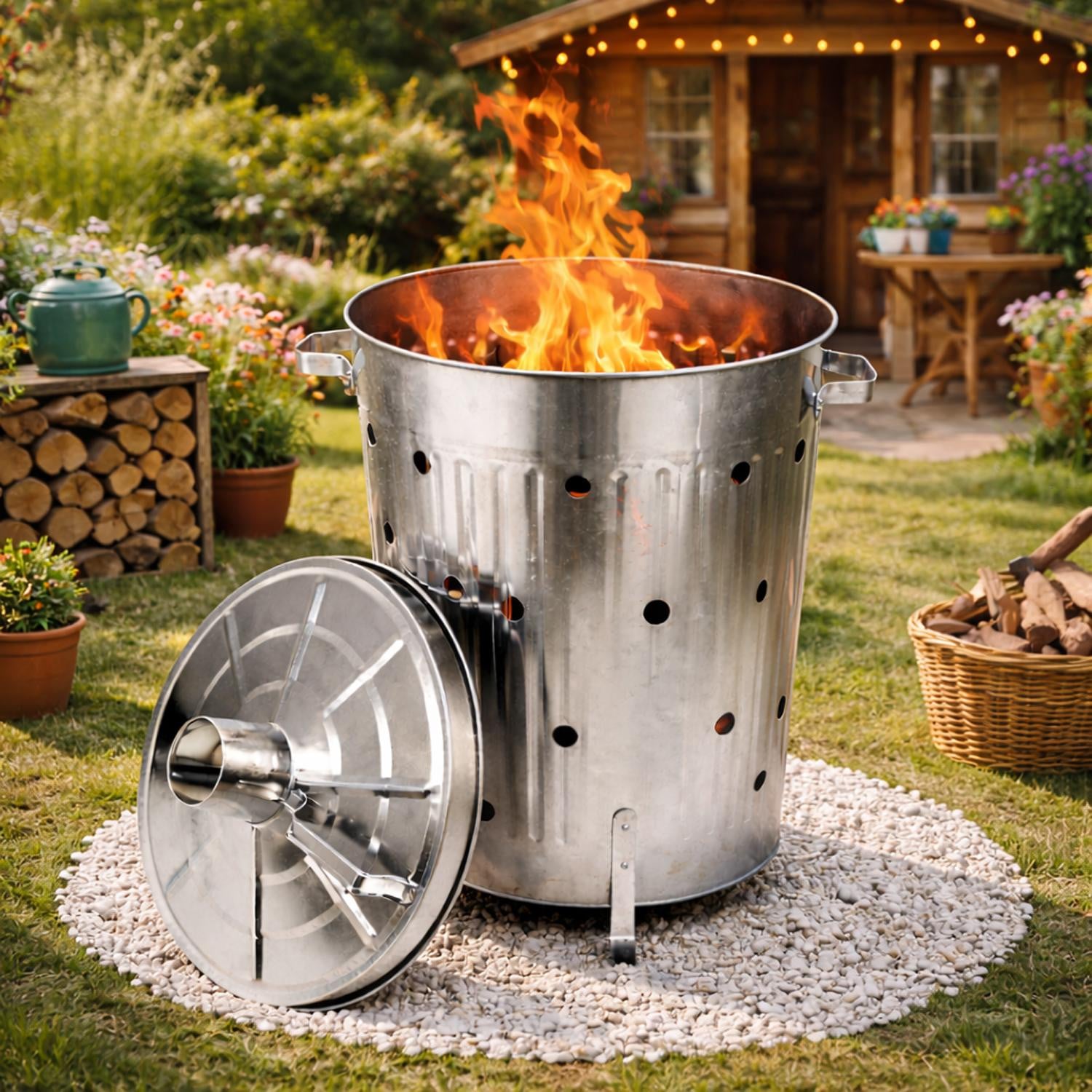 INDA-Exclusiv Fire Basket XL Verbrandingsvat, Verzinkt, 75 liter