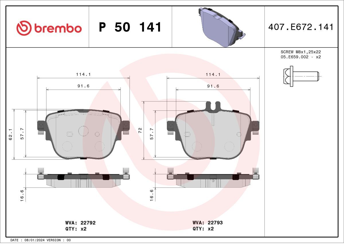 Bremsbelagsatz BREMBO P 50 141