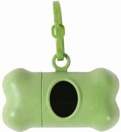 Inspired Living Bone Buddy Dog Poop Bag Holder With Leash Clip green