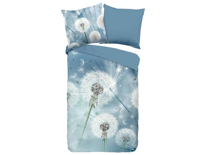 Wendebettwäsche Wishfull, Blau, Floral, 135x200 cm, atmungsaktiv, Heimtextilien, Bettwäsche & Leintücher, Bettwäsche, Wendebettwäsche