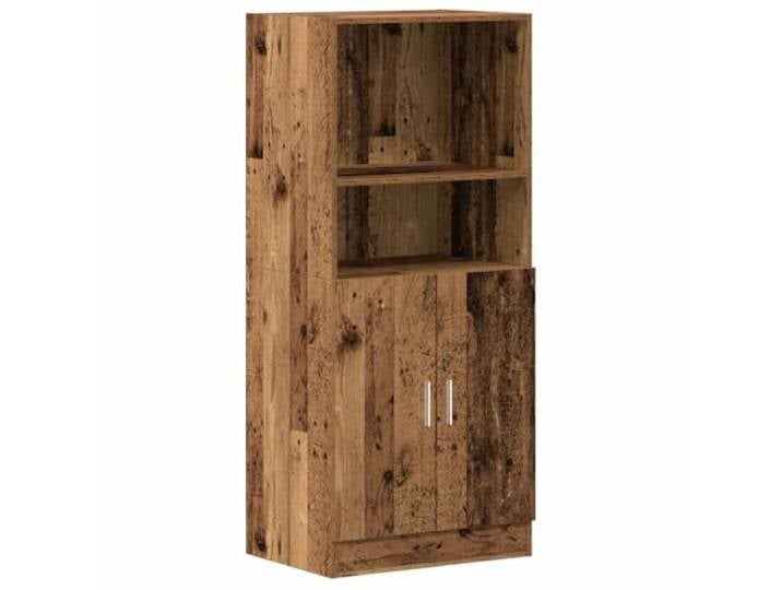 KUPTYERFG Küchenschrank Altholz-Optik 57x41,5x131,5 cm Highboard Praktisches Highboard mit Unter-Schrank und offenen Fächern für Speisezimmer, Gastronomie oder Home-Office.