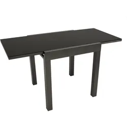 Balkon-Ausziehtisch ELBA 70/140x70cm, Aluminium anthrazit + Glas schwarz