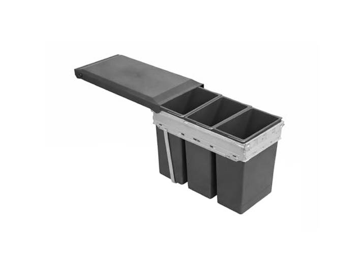 Hailo Abfallsammler 3663131 3fach Tandem Einsatz 3x 10L Inneneimer für 30 cm breiten Unterschrank Auszug Anthrazit