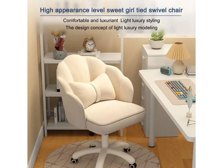 Belle chaise de bureau en forme de pétale, chaise papillon en tissu moderne, chaise réglable en hauteur, chaise de bureau de maquillage, chaise d'ordinateur