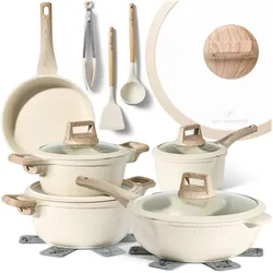 Perfecto Set di Pentole da 14 Pezzi, Pfannenset + Topfset, Beige