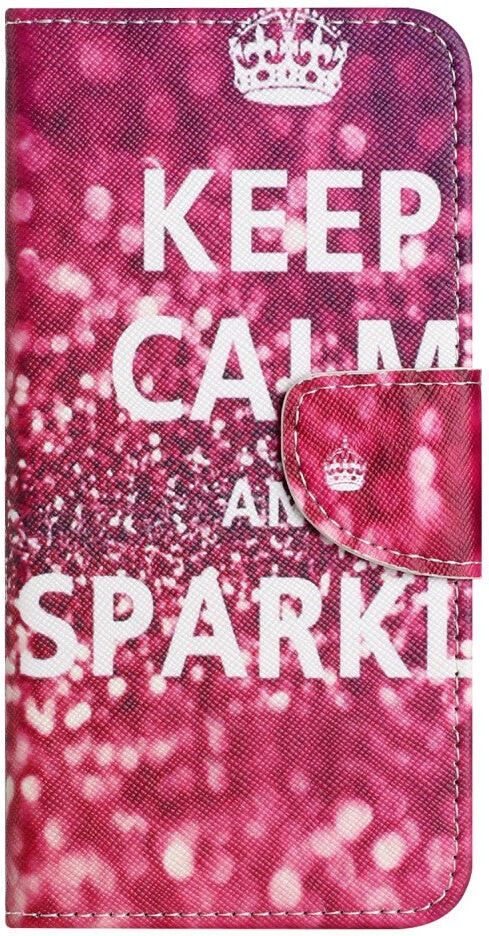 INCOVER Samsung Galaxy A24 Læder Flip Cover m. Pung & Ståfunktion - "Keep Calm and Sparkle"
