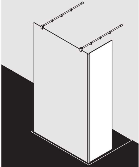 Kermi Walk-In XB Festfeld im Winkel XBFFW06020VPK 61,7x200cm, zur Kombinaiton mit Glasanlage
