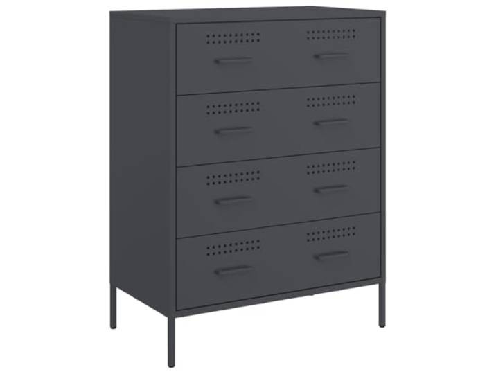 Roanoer Sideboard Anthrazit 68x39x89 cm Stahl Kommode mit 4 Schubladen Robuster Stahlschrank im Industrie-Design mit 4 geräumigen Schubladen für Wohnzimmer, Flur und Schlafzimmer.